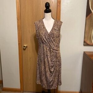 Chaus XL Multi-Color w/Animal Print Knee-Length Faux Wrap Sleeveless Dress - EUC
